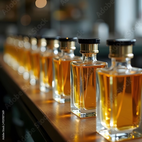 Enigmatic Elegance: Unlabeled glass bottles holding a mystery Chypre perfume blend photo