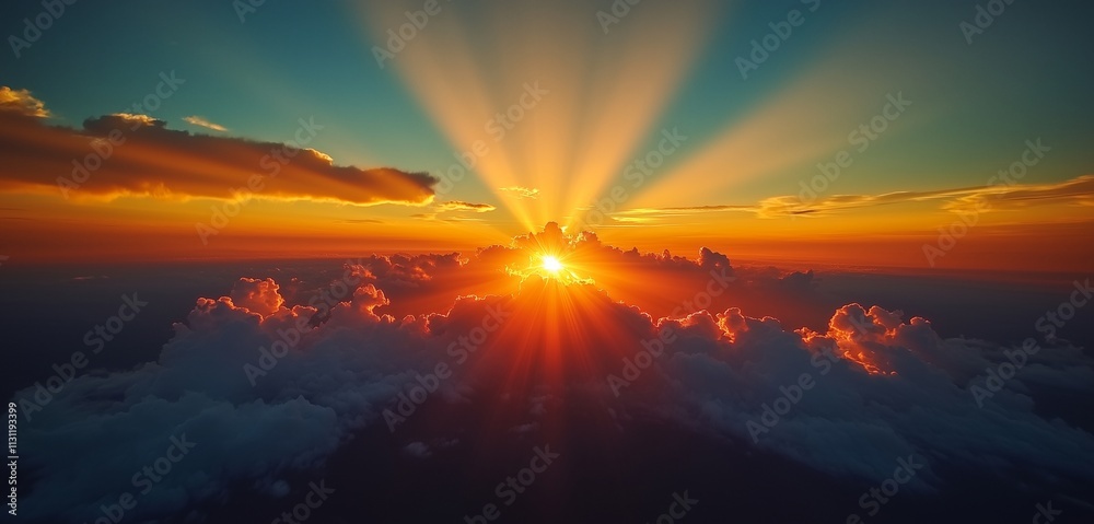 Fototapeta premium Aerial View of a Brilliant Sky Burst, Captured in Vivid Detail
