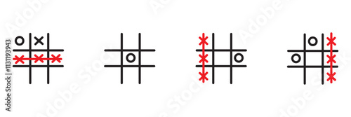 Tic tac toe strategy. Tic tac toe hand drawn.