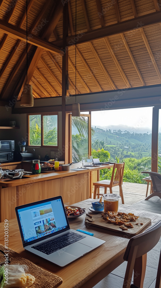 Fototapeta premium Cozy but Messy Wooden Bungalow Interior in Bali