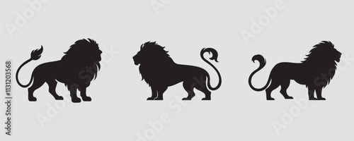 lion  silhouette bundle vector illustration