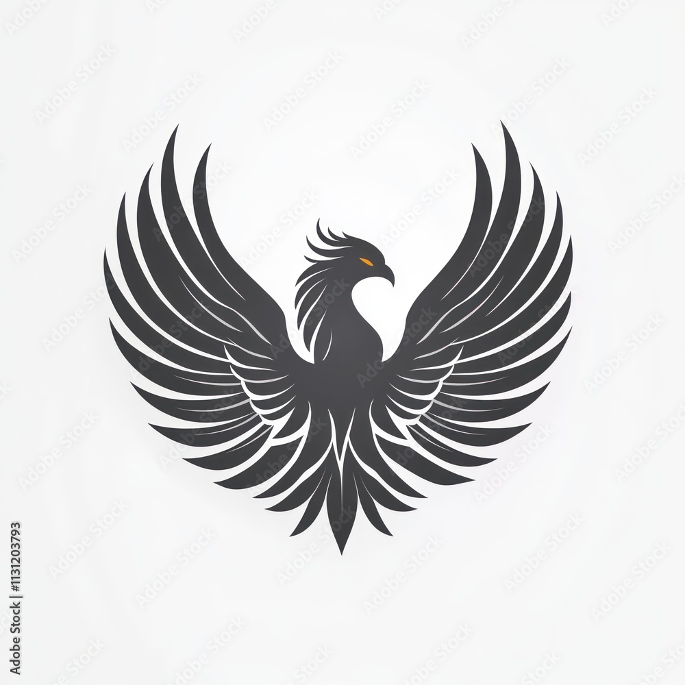 Obraz premium Dark stylized phoenix logo, wings outstretched.