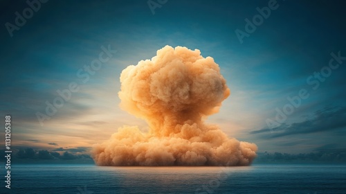 Nuclear explosion creating a massive cloud over the ocean during an atmospheric detonation experiment photo