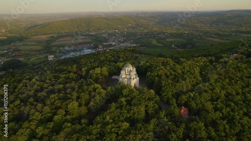 aerial view on the orthodox monastery Oplenac in Serbia photo