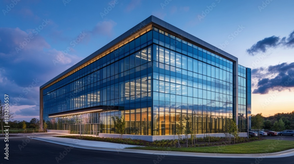 Obraz premium large office building on a sunset