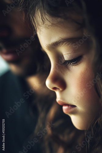 Sad little girl and angry