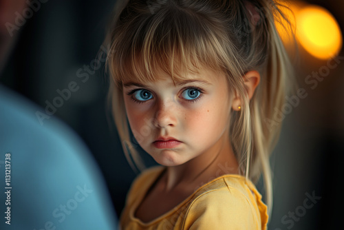 Sad little girl and angry
