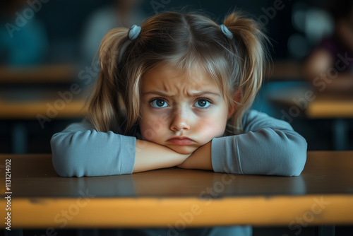 Sad little girl and angry