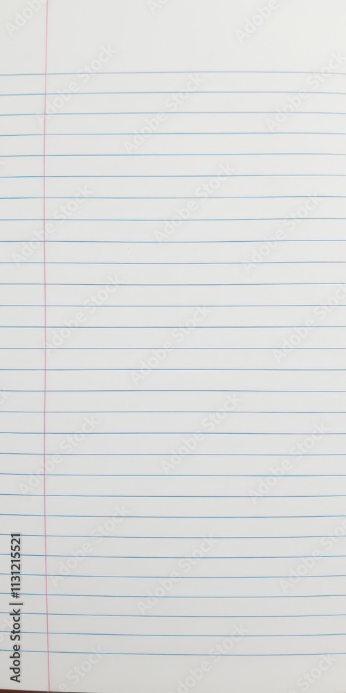 Fototapeta premium Lined paper from a notebook with blue lines and margin, document, school