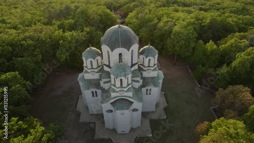 aerial view on the orthodox monastery Oplenac in Serbia
