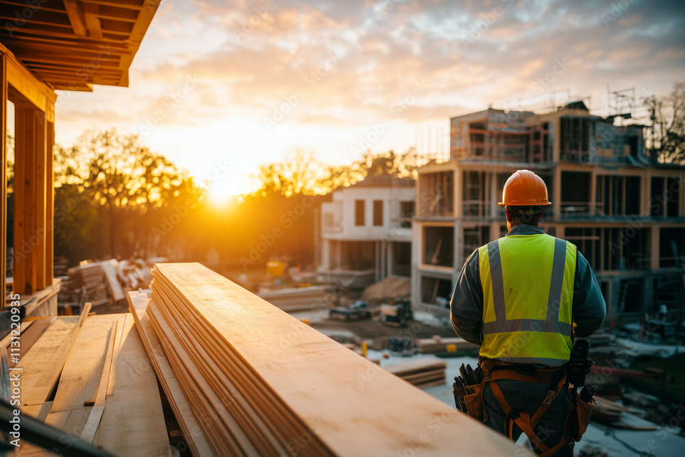 Fototapeta premium Contractor company performs works, construction, repairs