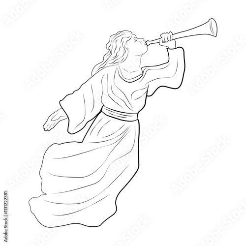 Angel. God's messenger. Angel with wings behind his back. Symbol kindness, protection and inspiration. Spiritual mentor and protector.