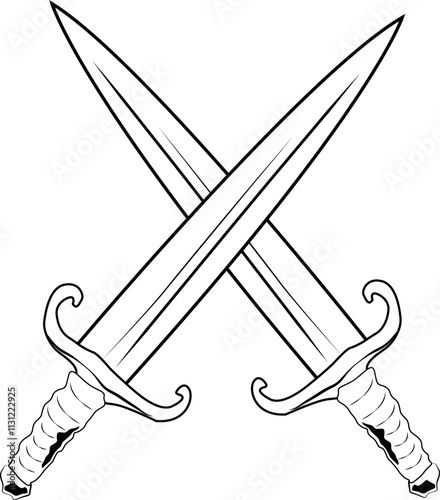 Crossed swords. Sword. Weapon symbolizing strength, honor and power. Element your design.