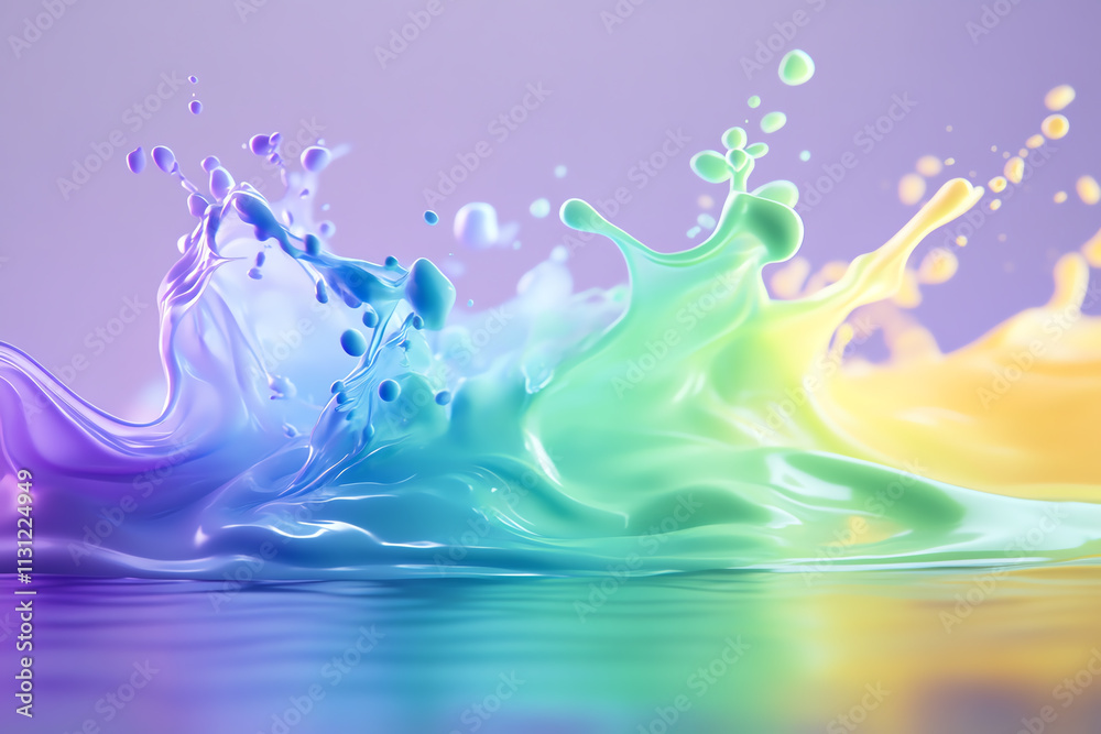 Obraz premium A vibrant splash of colorful liquid creating mesmerizing patterns and textures.