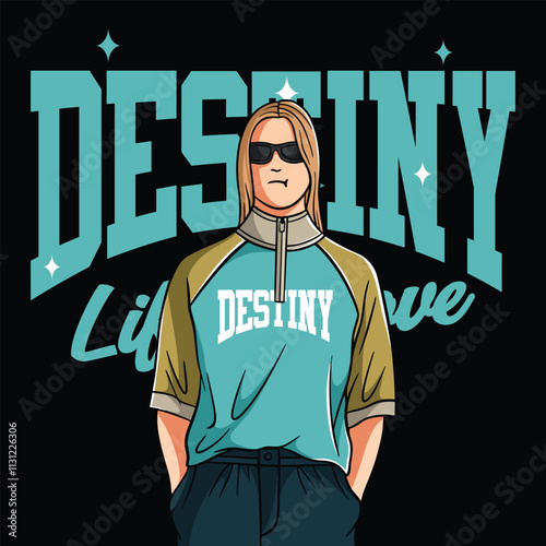 Hand Draw Cartoon destiny streetwear illustration