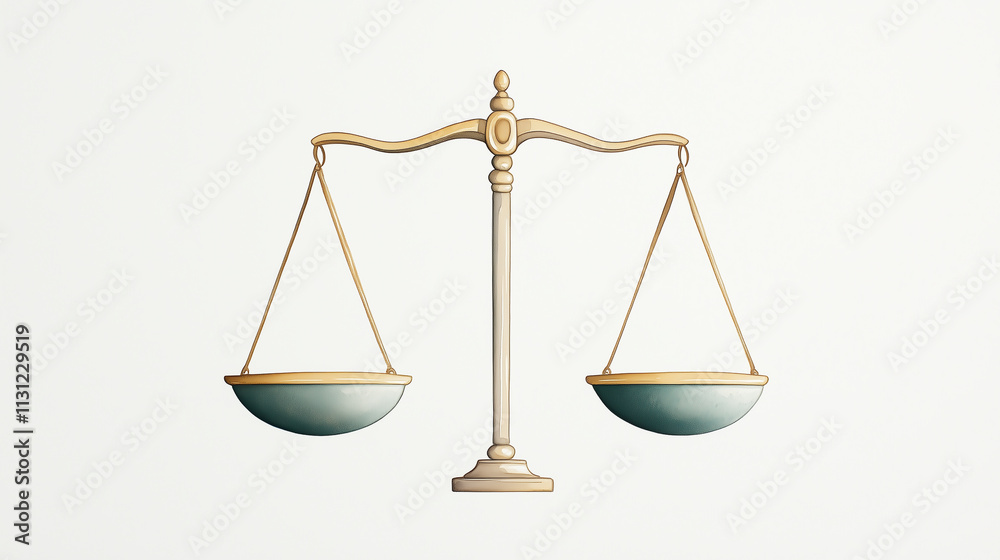 Watercolor scales of justice, muted gold and gray hues, minimal and balanced design, ideal for legal or consulting services Watercolor scales of justice, muted gold and gray hues, minimal and balanced design, ideal for legal or consulting services
