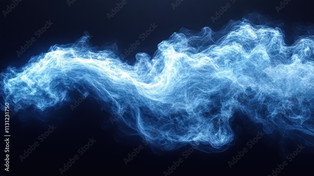 Obraz premium Abstract blue glowing smoke wave.