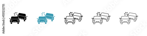 Accident icons pack in black and blue.