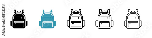 Backpack icons pack in black and blue.