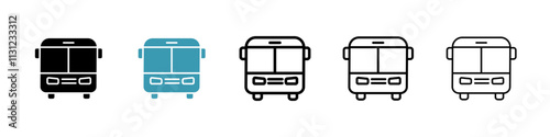 Bus icons pack in black and blue.