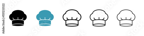 Chef hat icons pack in black and blue.