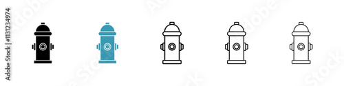 Fire hydrant icons pack in black and blue.
