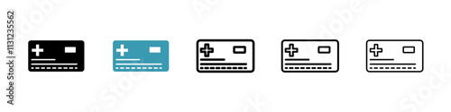 Insurance card icons pack in black and blue.