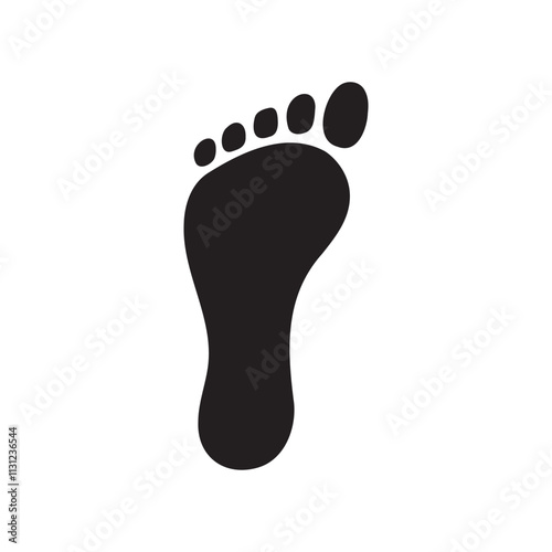 Right Foot Print Silhouette Vector Illustration