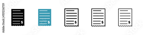 Payment receipt icons pack in black and blue.