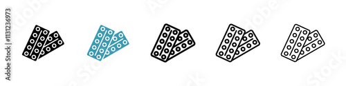 Pill blister pack icons pack in black and blue.