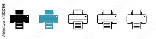 Printer Icons set in solid and thin line style