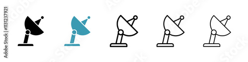 Satellite dish Icons set in solid and thin line style