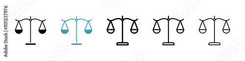 Scales of justice icons pack in black and blue.