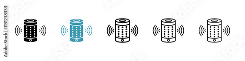 Smart speaker icons pack in black and blue.