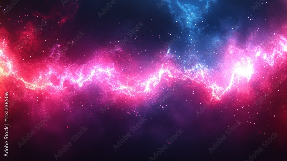 Fototapeta premium Abstract cosmic energy flow, vibrant pink and blue nebulae