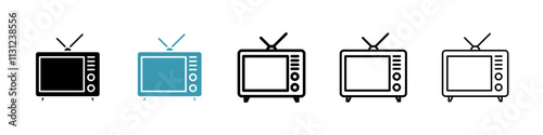 Television icons pack in black and blue.