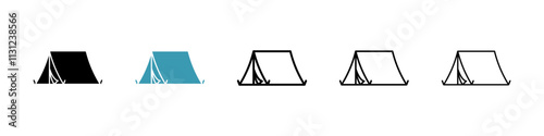 Tent icons pack in black and blue.