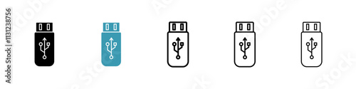 usb drive icons pack in black and blue.