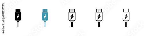 Usb icons pack in black and blue.
