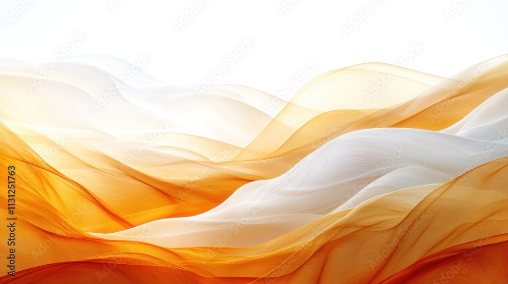 Fototapeta premium Abstract orange and white fabric waves.