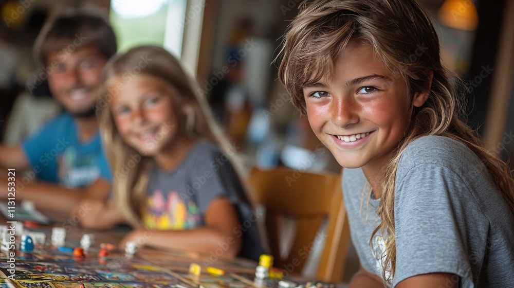 Fototapeta premium Family game night with board games and shared laughter