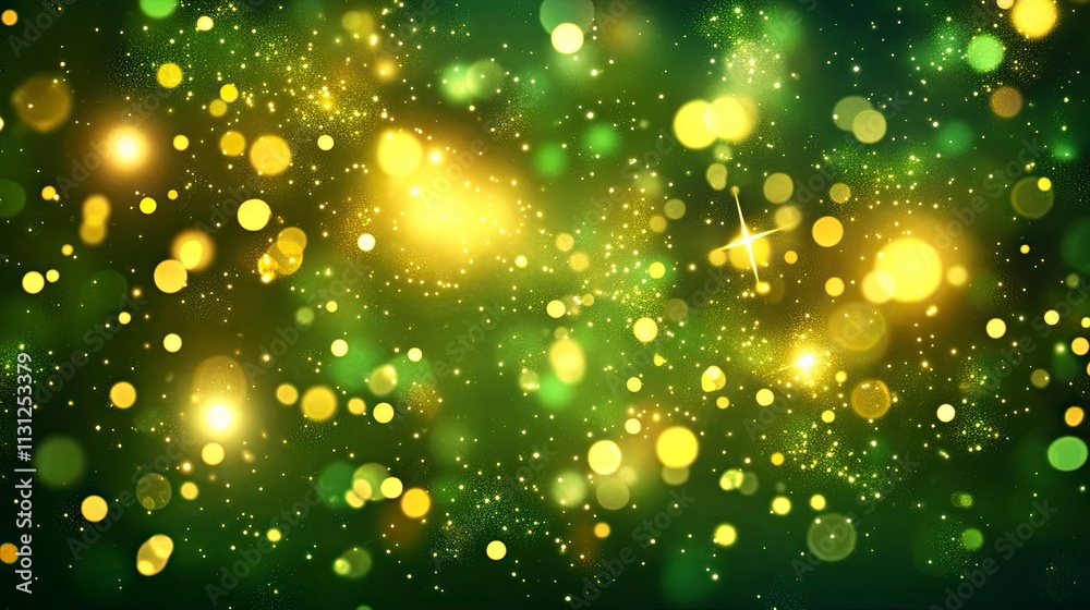 Obraz premium Blurred green yellow bokeh background. Luminous spring colors. Abstract background for an ecological environmental concept.