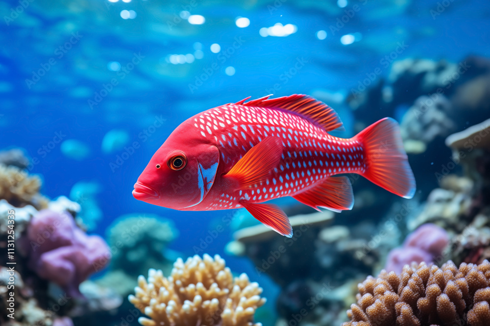 Fototapeta premium red fish close-up in sea underwater