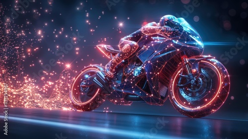 Futuristic Motorcycle Racer: A Digital Vision of Speed and Technology photo