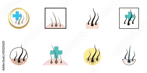 hair care logo design collection with modern  and creative concept  premium vector