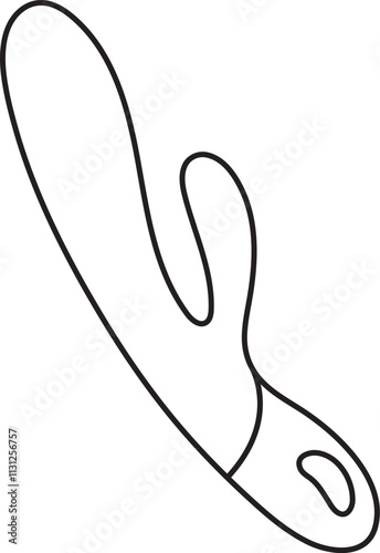 vibrator rabbit, adult sex toy, accessories for sex games, linear black and white icons, doodle and sketch style, hand drawing