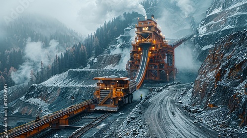 Modern mining process with advanced machinery
