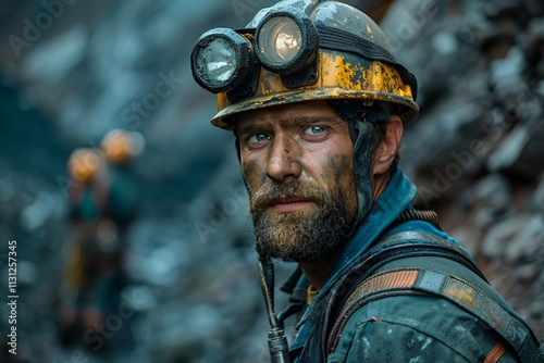 Miners working deep underground with safety gear
