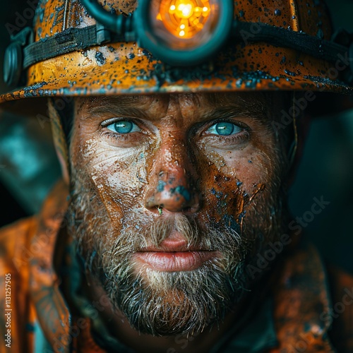 Close-up of a miner's hard work and grit
