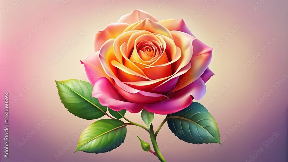 Fototapeta premium A stunning rose flower vector image, perfect for graphics and logos. This elegant floral design features vibrant colors, appealing to nature lovers and art enthusiasts alike.